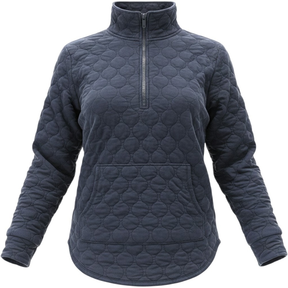 GapFit Quilted Pullover L Tall Blue 1/4 Zip Kangaroo Pocket Athleisure Gorpcore